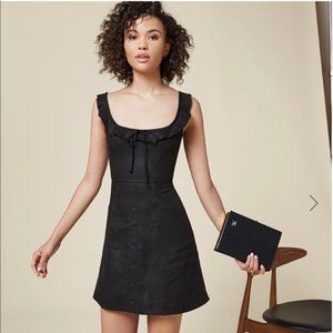 Reformation Julita Black Linen Mini Dress